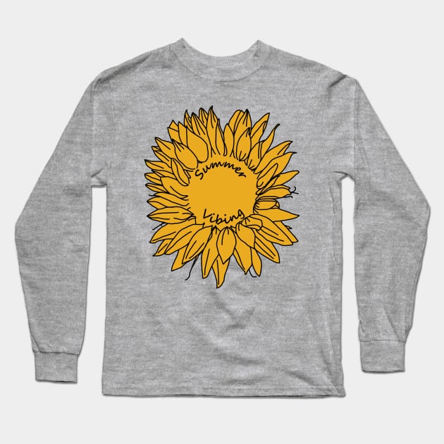 Summer Vibing Sunflower Long Sleeve T-Shirt by ellenhenryart